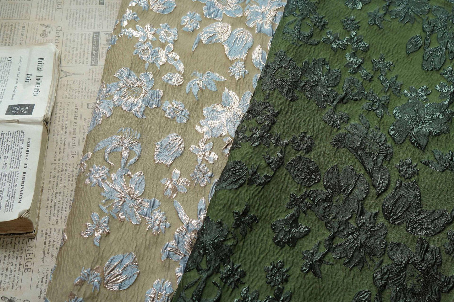 Embossed Floral Metallic Jacquard Fabric by Yard, Vintage Gold Thread Brocade Textile, Luxury Fabric for Dresses Decor, 54"Wide