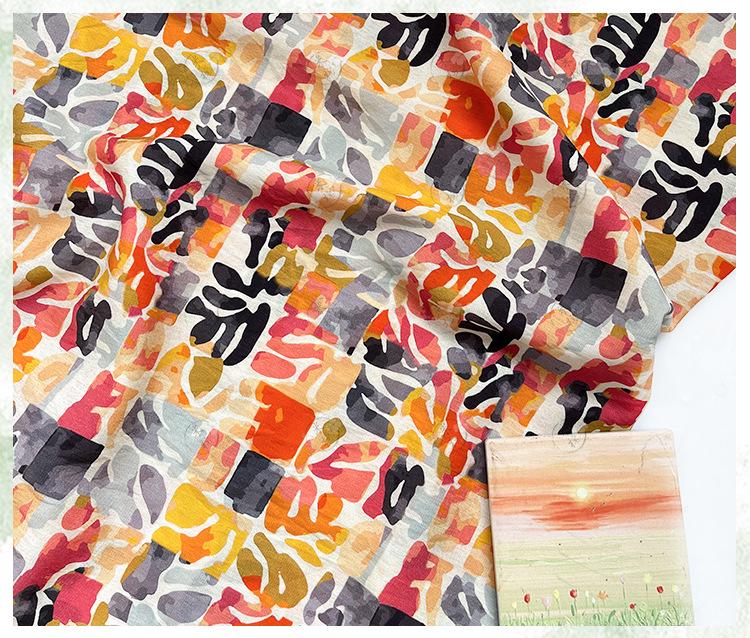 Summer Palette Printed Fabric by Yard, Colorful Artistic Cotton Textile, Vibrant Fabric for Quilting Sewing Crafts, 59"Wide