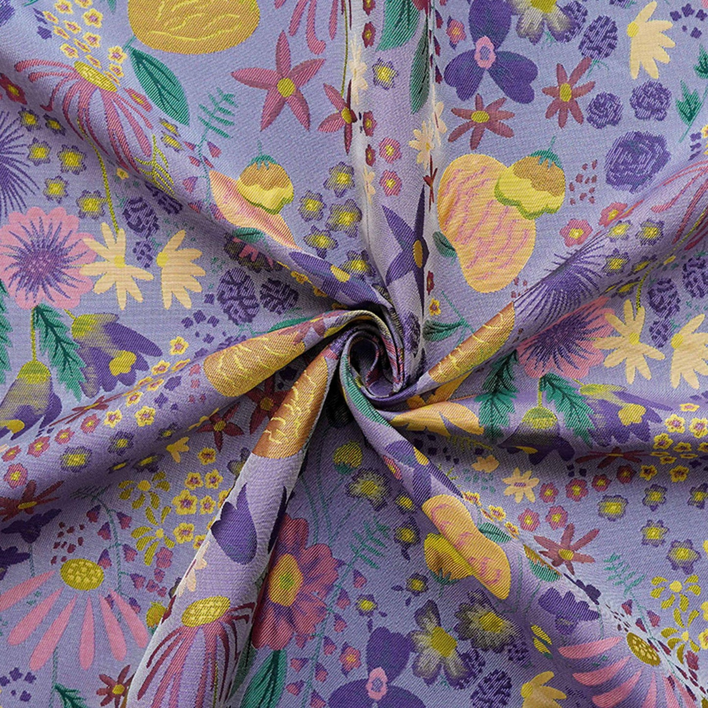 Vintage Cartoon Floral Yarn-Dyed Fabric, Whimsical Botanical Textile, Colorful Retro Flower Material for Bags, Curtains & DIY Decor, 63"W - Poppylollipop