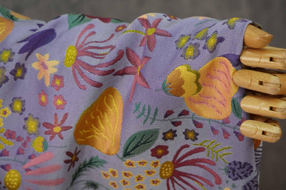 Vintage Cartoon Floral Yarn-Dyed Fabric, Whimsical Botanical Textile, Colorful Retro Flower Material for Bags, Curtains & DIY Decor, 63"W - Poppylollipop