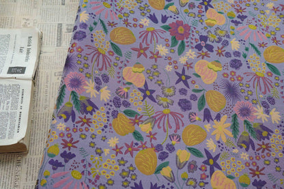 Vintage Cartoon Floral Yarn-Dyed Fabric, Whimsical Botanical Textile, Colorful Retro Flower Material for Bags, Curtains & DIY Decor, 63"W - Poppylollipop