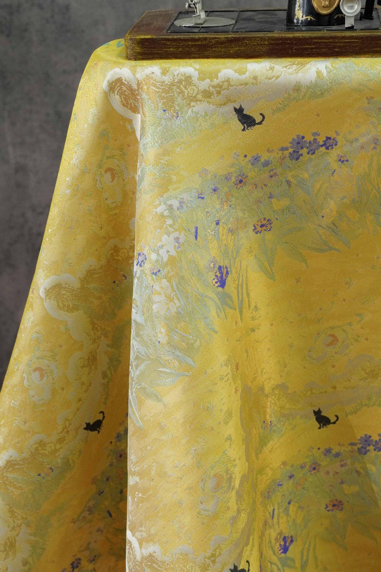 Monet Garden Inspired Song Brocade Jacquard Fabric, Vintage Floral Landscape Woven Textile for Apparel & Home Decor, 59" Wide