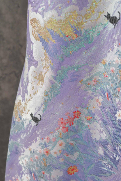 Monet Garden Inspired Song Brocade Jacquard Fabric, Vintage Floral Landscape Woven Textile for Apparel & Home Decor, 59" Wide