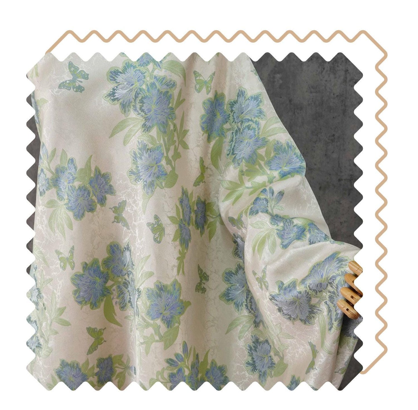 Vintage Butterfly Floral Jacquard Fabric, Soft Lavender Woven Botanical Textile for Dresses, Curtains, Upholstery & Home Decor, 65" Wide