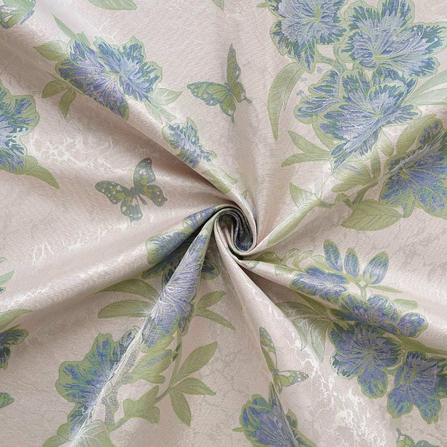 Vintage Butterfly Floral Jacquard Fabric, Soft Lavender Woven Botanical Textile for Dresses, Curtains, Upholstery & Home Decor, 65" Wide