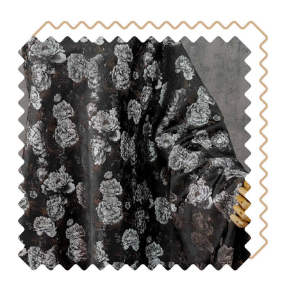 Vintage Black Peony Jacquard Fabric, Dark Romantic Floral Brocade Textile for Cheongsam, Upholstery, Curtains & Home Decor, 63" Wide