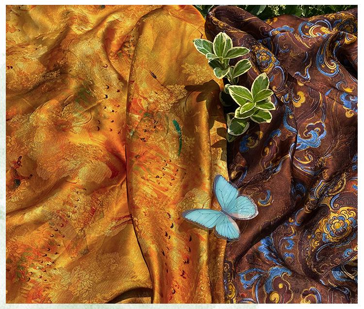 Luxury rayon Jacquard Fabric, Chinese Palace Motif Patchwork Textile, Soft Draping Fashion Fabric, 55"Wide