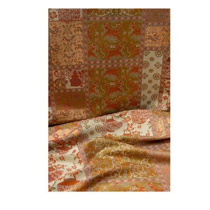 Tibetan Style Brocade Fabric, Chinese Auspicious Dragon Jacquard Textile, Gold Woven Fabric for Temple Decor Craft Sewing, 59“wide