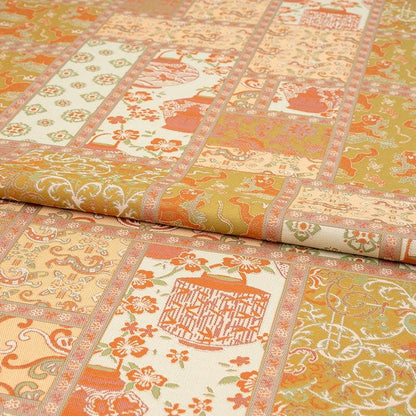 Tibetan Style Brocade Fabric, Chinese Auspicious Dragon Jacquard Textile, Gold Woven Fabric for Temple Decor Craft Sewing, 59“wide