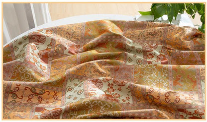 Tibetan Style Brocade Fabric, Chinese Auspicious Dragon Jacquard Textile, Gold Woven Fabric for Temple Decor Craft Sewing, 59“wide