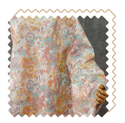 Chinese Song Brocade Fabric by Yard, Gold Metallic Jacquard Textile, Elegant Pastel Floral Satin Fabric for Dresses Upholstery Crafts, 59"W