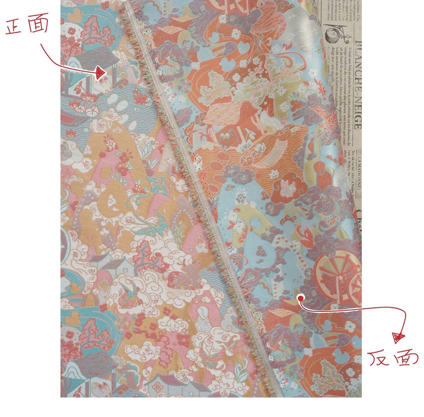 Chinese Song Brocade Fabric by Yard, Gold Metallic Jacquard Textile, Elegant Pastel Floral Satin Fabric for Dresses Upholstery Crafts, 59"W