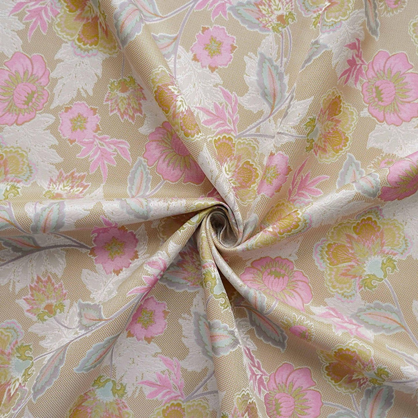 Vintage French Floral Fabric by Yard, Chinoiserie Vine Jacquard Textile, Elegant Dress Vest Upholstery Sewing Fabric, 57"W
