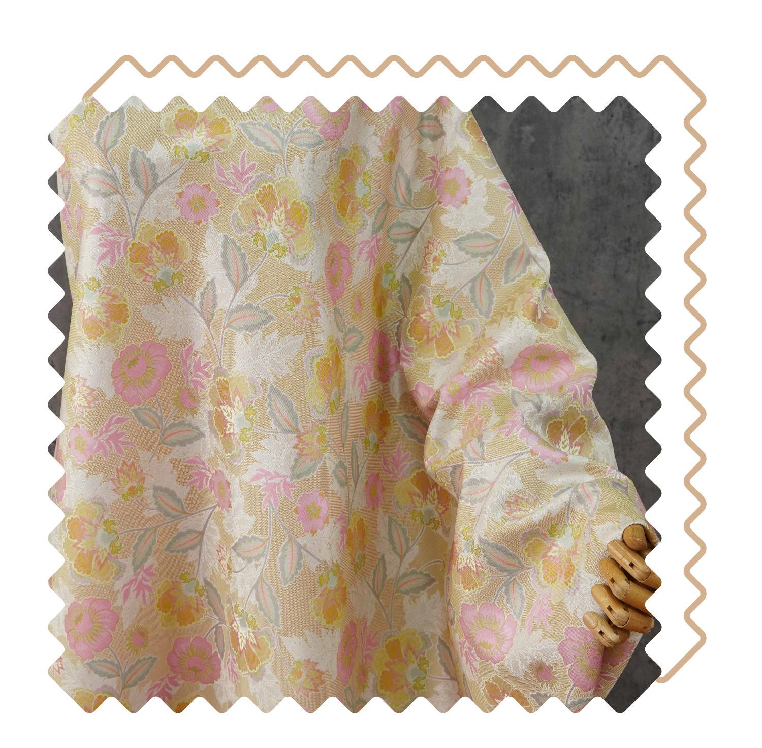 Vintage French Floral Fabric by Yard, Chinoiserie Vine Jacquard Textile, Elegant Dress Vest Upholstery Sewing Fabric, 57"W