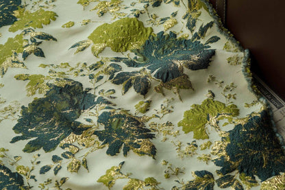 Vintage Gold Floral Jacquard Fabric by Yard, Embossed Brocade Textile, Luxury Green Black Metallic Fabric for Fashion Decor Sewing, 55" Wide