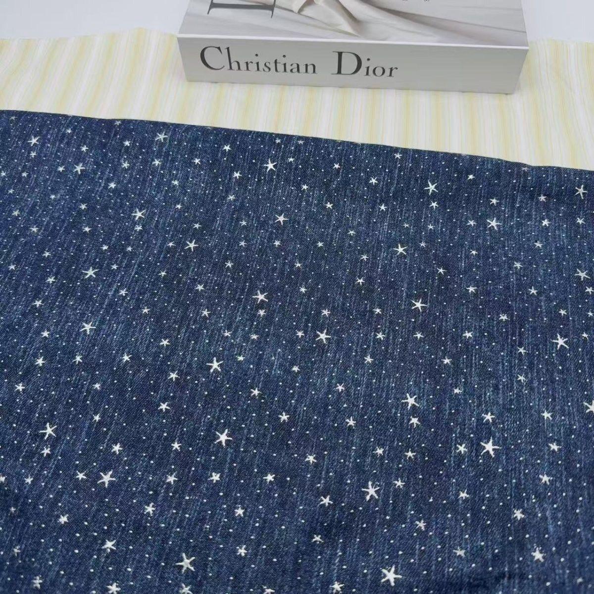 Denim Star Rhinestone Fabric, 3D Crystal Studded Jean Material, Western Cowboy Upholstery Fabric, DIY Bag Jacket Decor
