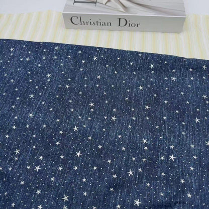 Denim Star Rhinestone Fabric, 3D Crystal Studded Jean Material, Western Cowboy Upholstery Fabric, DIY Bag Jacket Decor