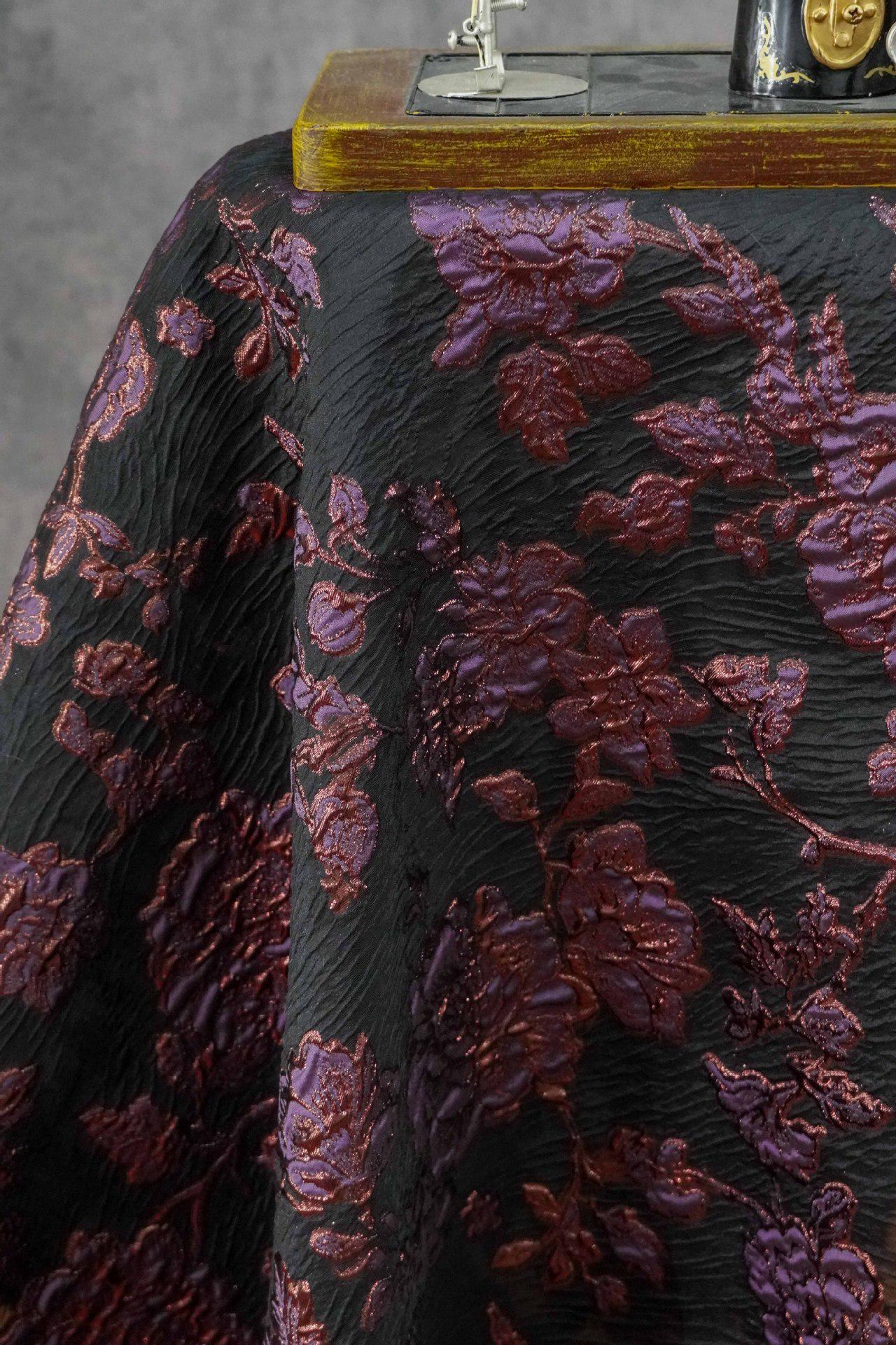Embossed Peony Metallic Jacquard Fabric, Vintage Floral Brocade Upholstery Material, Luxury Decorative Fabric for Curtains, Sofa, Home Decor