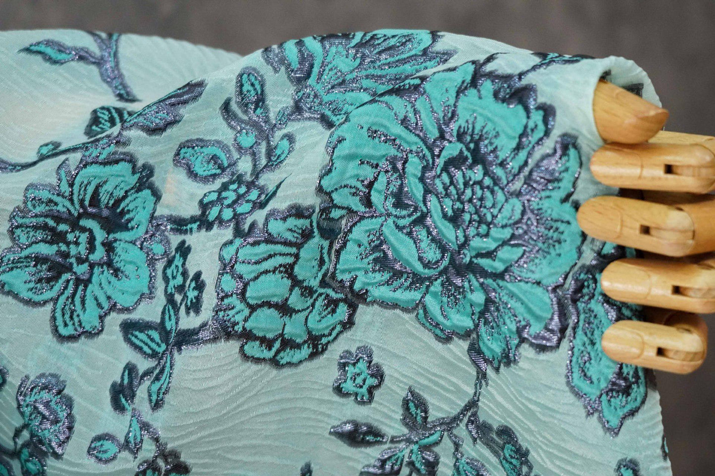 Embossed Peony Metallic Jacquard Fabric, Vintage Floral Brocade Upholstery Material, Luxury Decorative Fabric for Curtains, Sofa, Home Decor