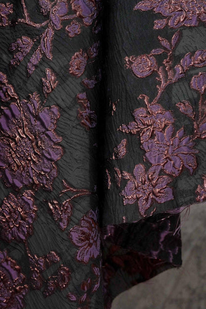 Embossed Peony Metallic Jacquard Fabric, Vintage Floral Brocade Upholstery Material, Luxury Decorative Fabric for Curtains, Sofa, Home Decor