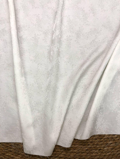 White Embossed Floral Jacquard Fabric, 3D Textured Ivory Brocade Material, Luxury Wedding Dress, Curtain & Home Decor Fabric