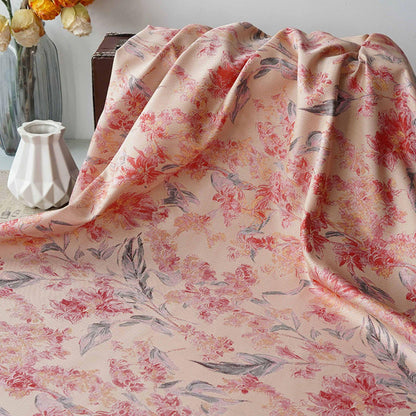 Pink Floral Fabric by Yard, Vintage Garden Woven Textile, Cottagecore Dress Fabric for Sewing Crafts Decor- 57"W