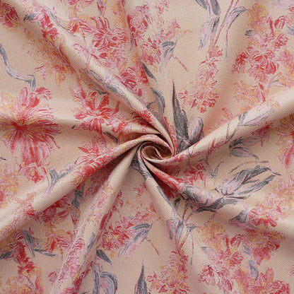 Pink Floral Fabric by Yard, Vintage Garden Woven Textile, Cottagecore Dress Fabric for Sewing Crafts Decor- 57"W