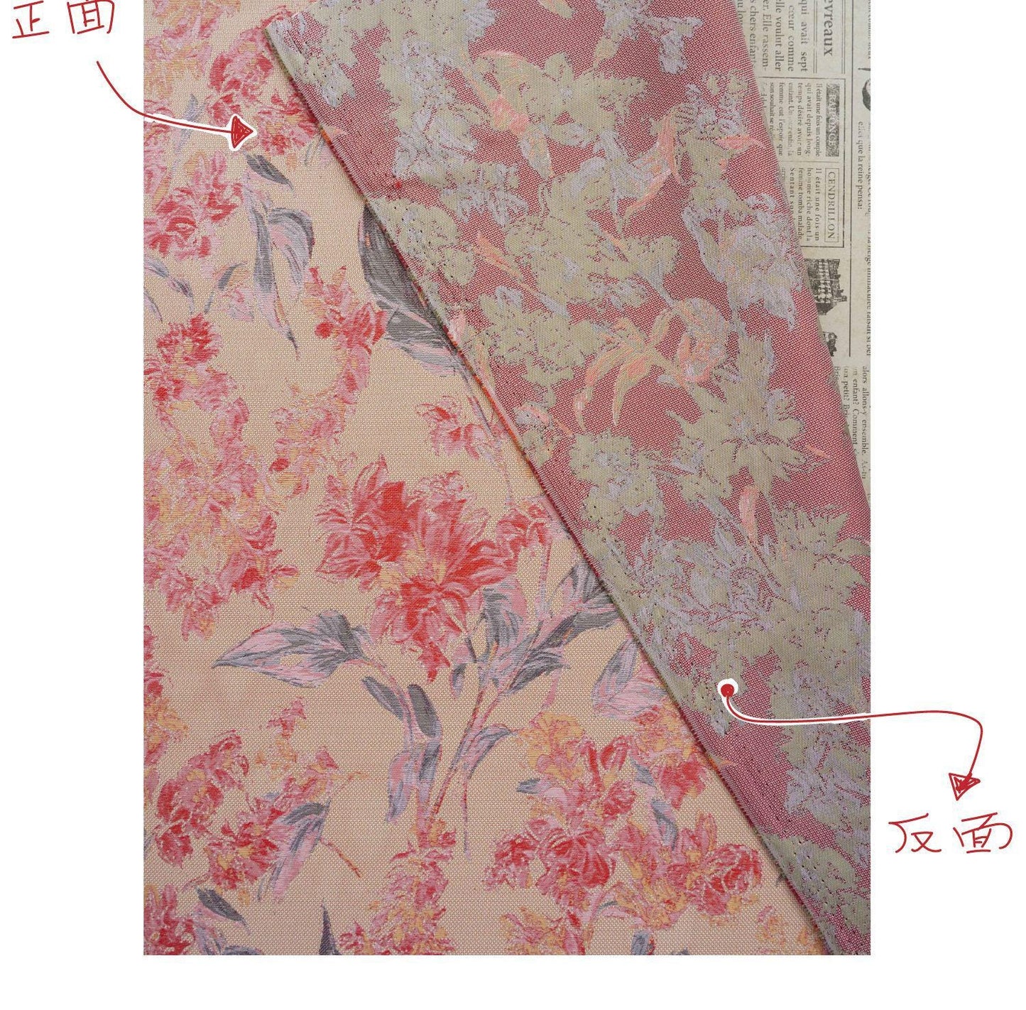 Pink Floral Fabric by Yard, Vintage Garden Woven Textile, Cottagecore Dress Fabric for Sewing Crafts Decor- 57"W
