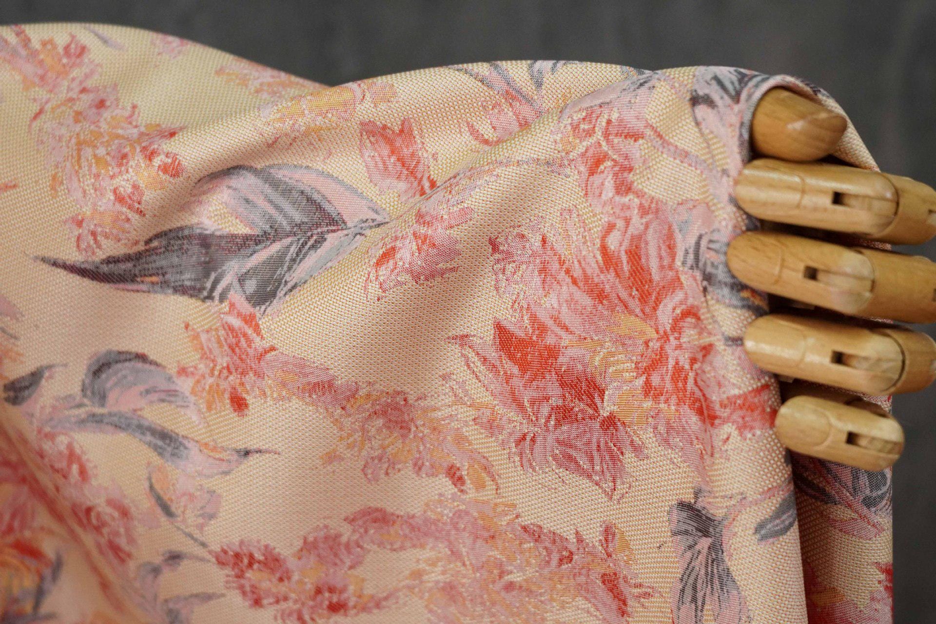 Pink Floral Fabric by Yard, Vintage Garden Woven Textile, Cottagecore Dress Fabric for Sewing Crafts Decor- 57"W