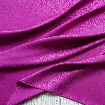 Floral Satin Fabric by Yard, Stretch Silky Rose Jacquard Textile, Elegant Dress Fabric for Sewing Crafts, 59"Wide