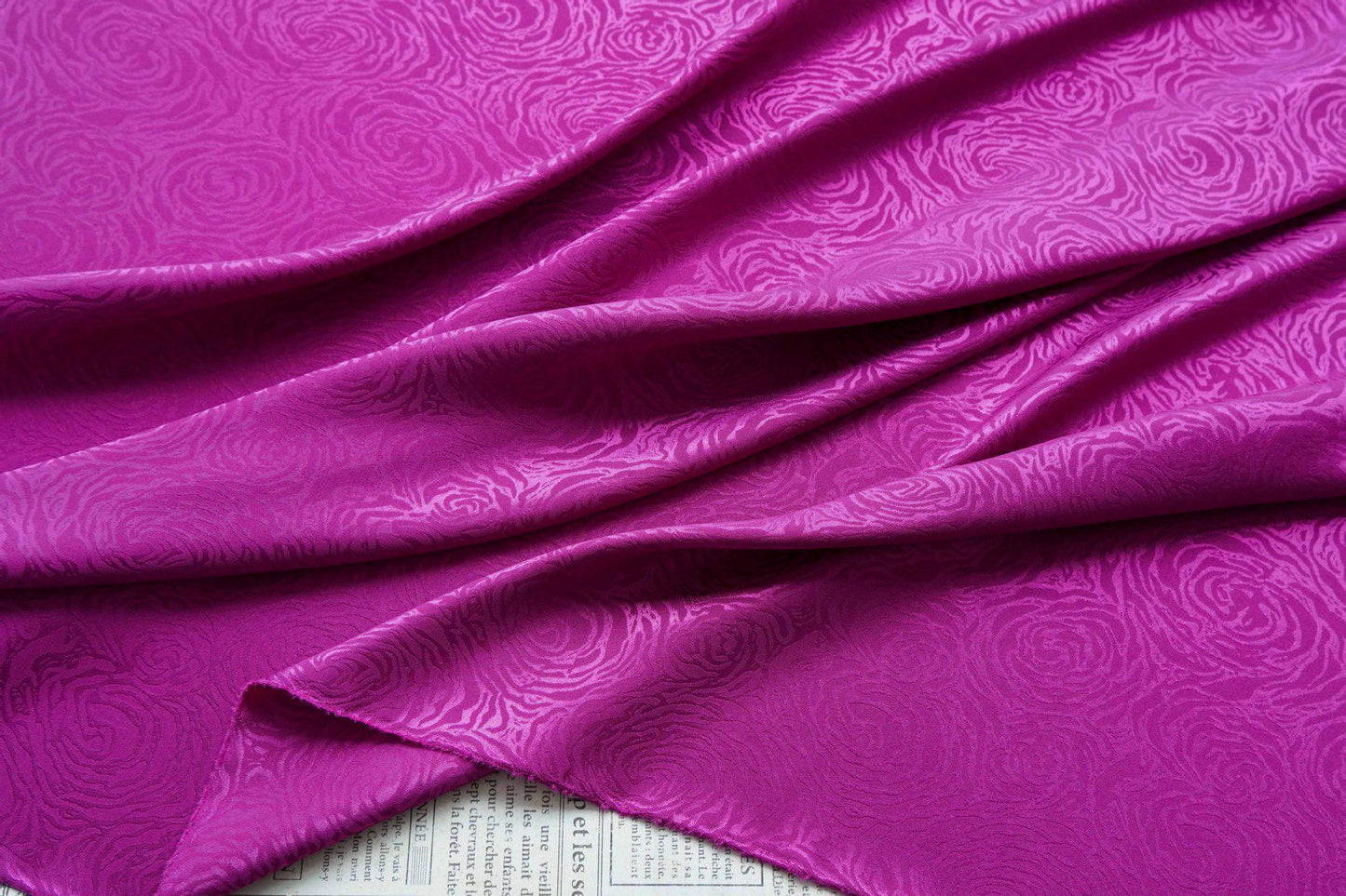 Floral Satin Fabric by Yard, Stretch Silky Rose Jacquard Textile, Elegant Dress Fabric for Sewing Crafts, 59"Wide