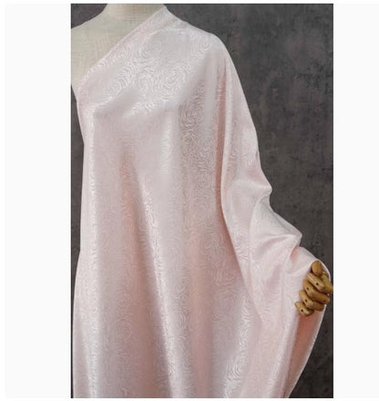 Floral Satin Fabric by Yard, Stretch Silky Rose Jacquard Textile, Elegant Dress Fabric for Sewing Crafts, 59"Wide