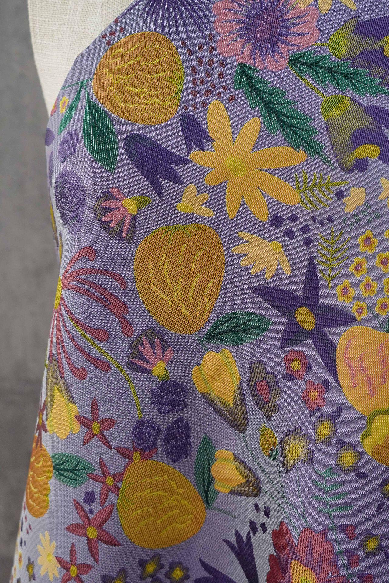 Vintage Cartoon Floral Yarn-Dyed Fabric, Whimsical Botanical Textile, Colorful Retro Flower Material for Bags, Curtains & DIY Decor, 63"W - Poppylollipop