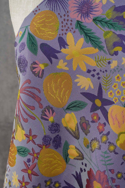 Vintage Cartoon Floral Yarn-Dyed Fabric, Whimsical Botanical Textile, Colorful Retro Flower Material for Bags, Curtains & DIY Decor, 63"W - Poppylollipop