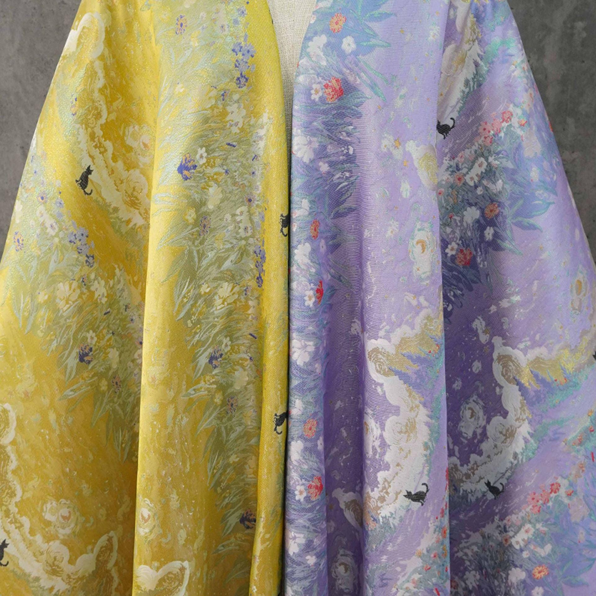 Monet Garden Inspired Song Brocade Jacquard Fabric, Vintage Floral Landscape Woven Textile for Apparel & Home Decor, 59" Wide