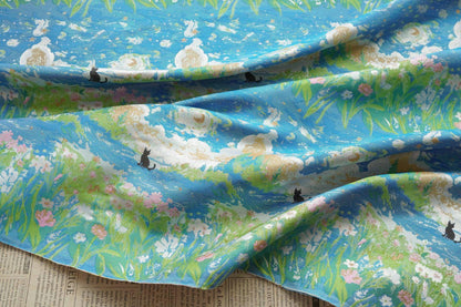 Monet Garden Inspired Song Brocade Jacquard Fabric, Vintage Floral Landscape Woven Textile for Apparel & Home Decor, 59" Wide