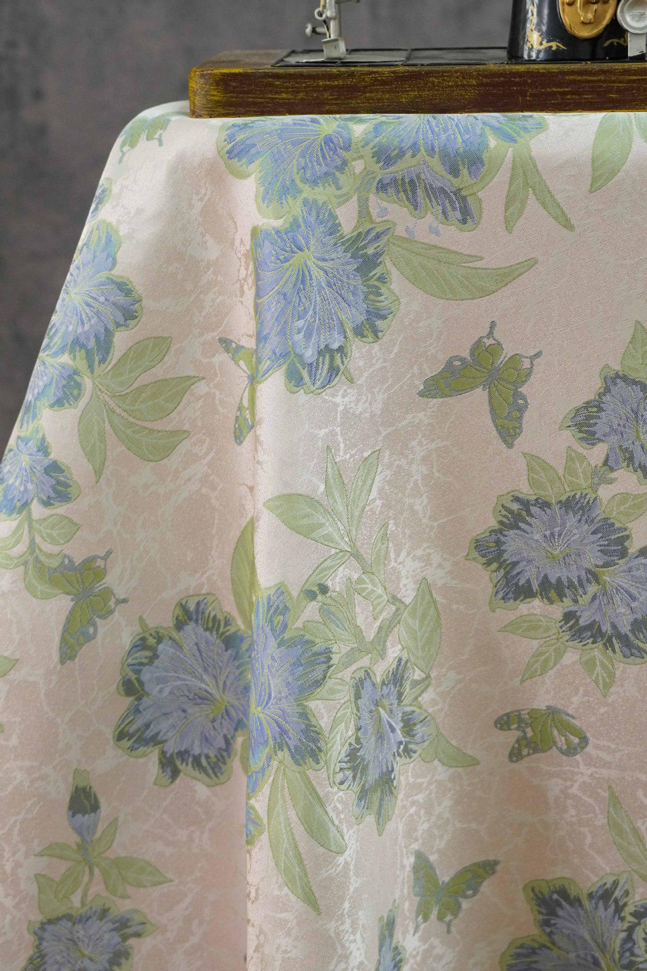 Vintage Butterfly Floral Jacquard Fabric, Soft Lavender Woven Botanical Textile for Dresses, Curtains, Upholstery & Home Decor, 65" Wide