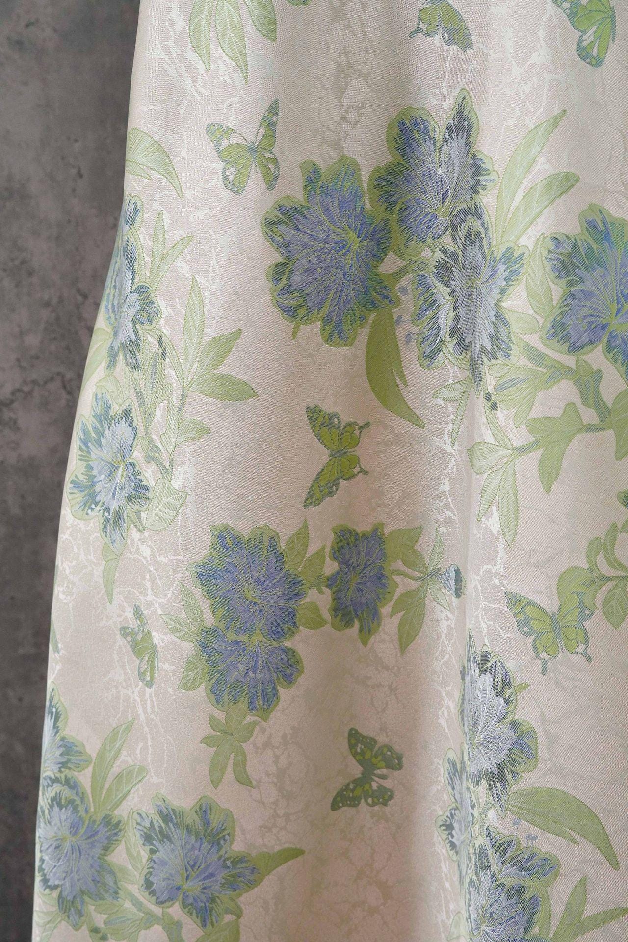 Vintage Butterfly Floral Jacquard Fabric, Soft Lavender Woven Botanical Textile for Dresses, Curtains, Upholstery & Home Decor, 65" Wide
