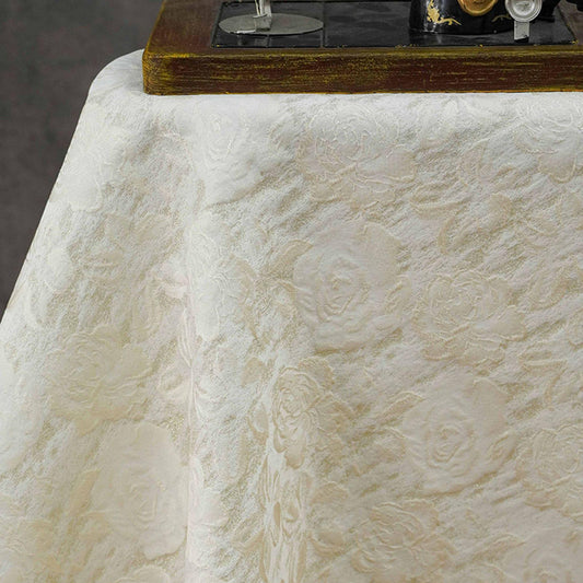 Luxury Ivory Rose Jacquard Fabric, Embossed Gold Floral Brocade Textile for Bridal Wedding Dress Couture Design, 63"Wide - Poppylollipop