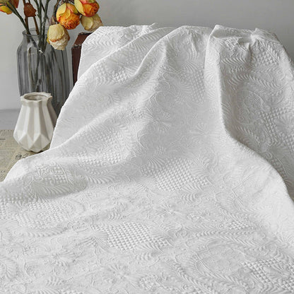 White Floral Jacquard Fabric by Yard, Embossed Vine Brocade Textile, Elegant Dress Fabric for Wedding Sewing Crafts Home Decor, 55"Wide
