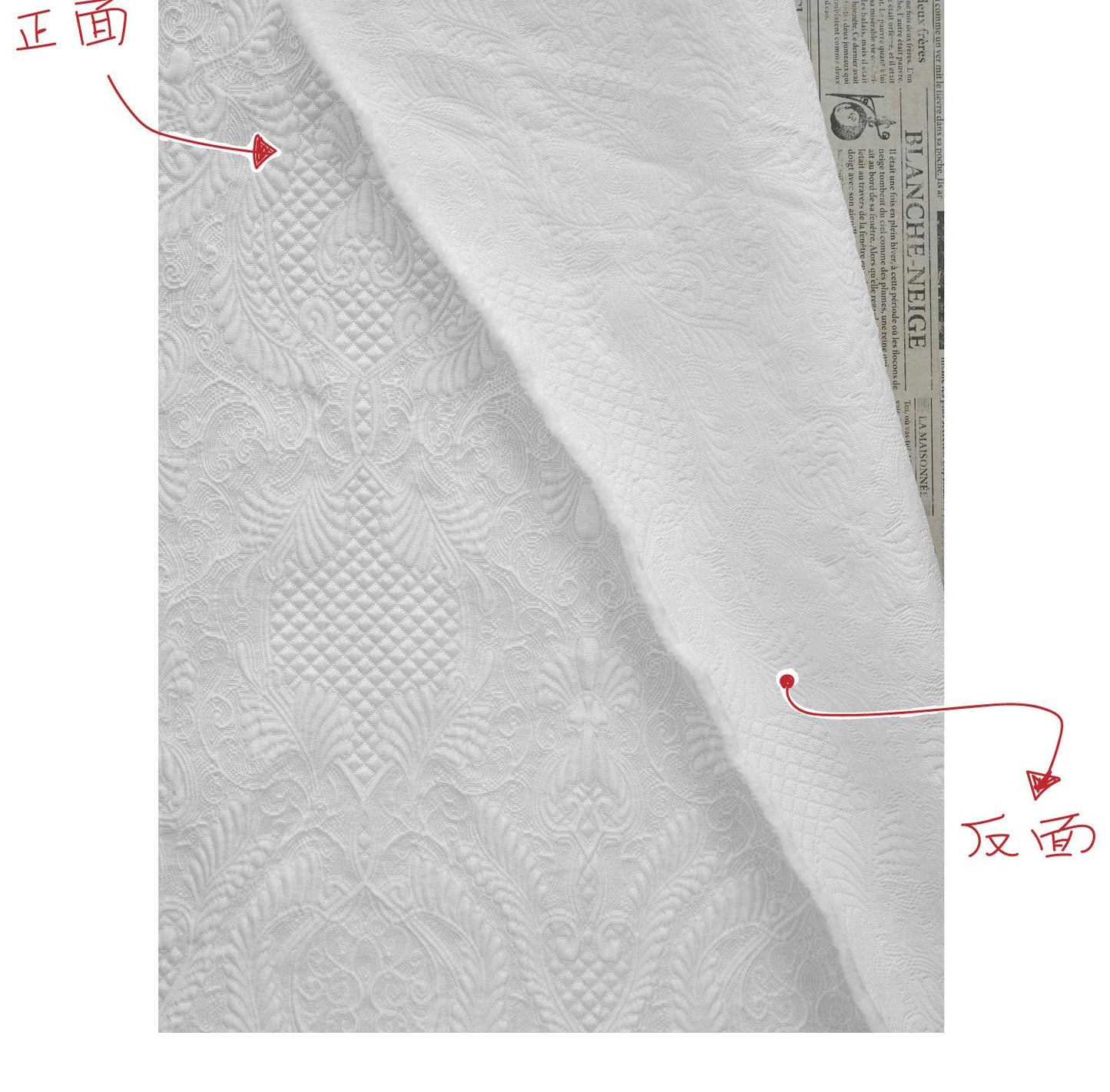 White Floral Jacquard Fabric by Yard, Embossed Vine Brocade Textile, Elegant Dress Fabric for Wedding Sewing Crafts Home Decor, 55"Wide
