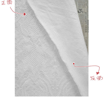 White Floral Jacquard Fabric by Yard, Embossed Vine Brocade Textile, Elegant Dress Fabric for Wedding Sewing Crafts Home Decor, 55"Wide