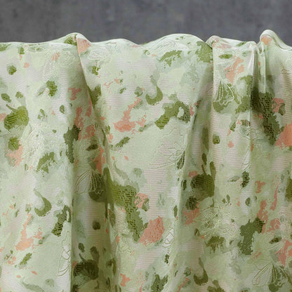 Green Floral Jacquard Fabric by Yard, Ink Wash Style Moss Print Textile, Soft Dress Fabric for Sewing Crafts Home Decor, 55"Wide