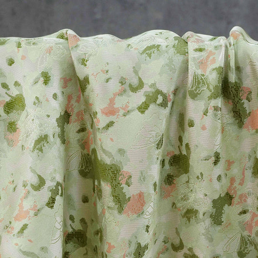 Green Floral Jacquard Fabric by Yard, Ink Wash Style Moss Print Textile, Soft Dress Fabric for Sewing Crafts Home Decor, 55"Wide - Poppylollipop