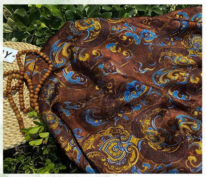 Luxury rayon Jacquard Fabric, Chinese Palace Motif Patchwork Textile, Soft Draping Fashion Fabric, 55"Wide