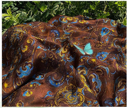 Luxury rayon Jacquard Fabric, Chinese Palace Motif Patchwork Textile, Soft Draping Fashion Fabric, 55"Wide