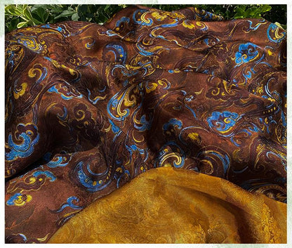 Luxury rayon Jacquard Fabric, Chinese Palace Motif Patchwork Textile, Soft Draping Fashion Fabric, 55"Wide
