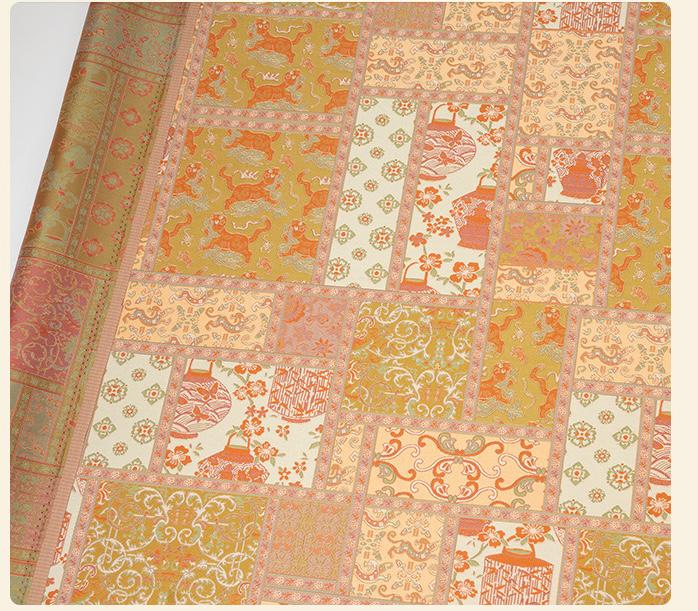 Tibetan Style Brocade Fabric, Chinese Auspicious Dragon Jacquard Textile, Gold Woven Fabric for Temple Decor Craft Sewing, 59“wide
