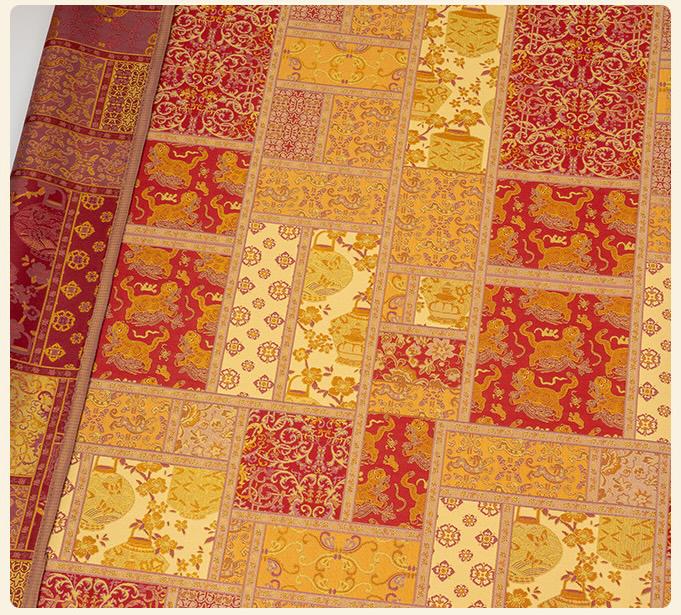 Tibetan Style Brocade Fabric, Chinese Auspicious Dragon Jacquard Textile, Gold Woven Fabric for Temple Decor Craft Sewing, 59“wide