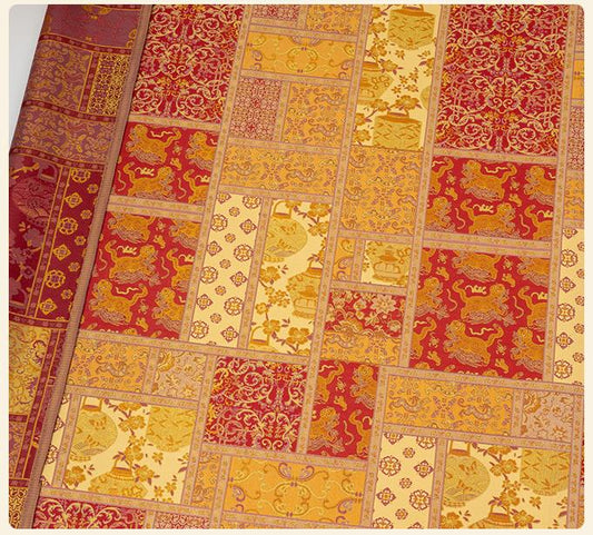 Tibetan Style Brocade Fabric, Chinese Auspicious Dragon Jacquard Textile, Gold Woven Fabric for Temple Decor Craft Sewing, 59“wide - Poppylollipop
